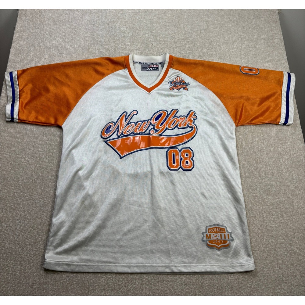 212 NYC City Series New York 08 Football Jersey Mens 2XL Orange White 2003 Mesh